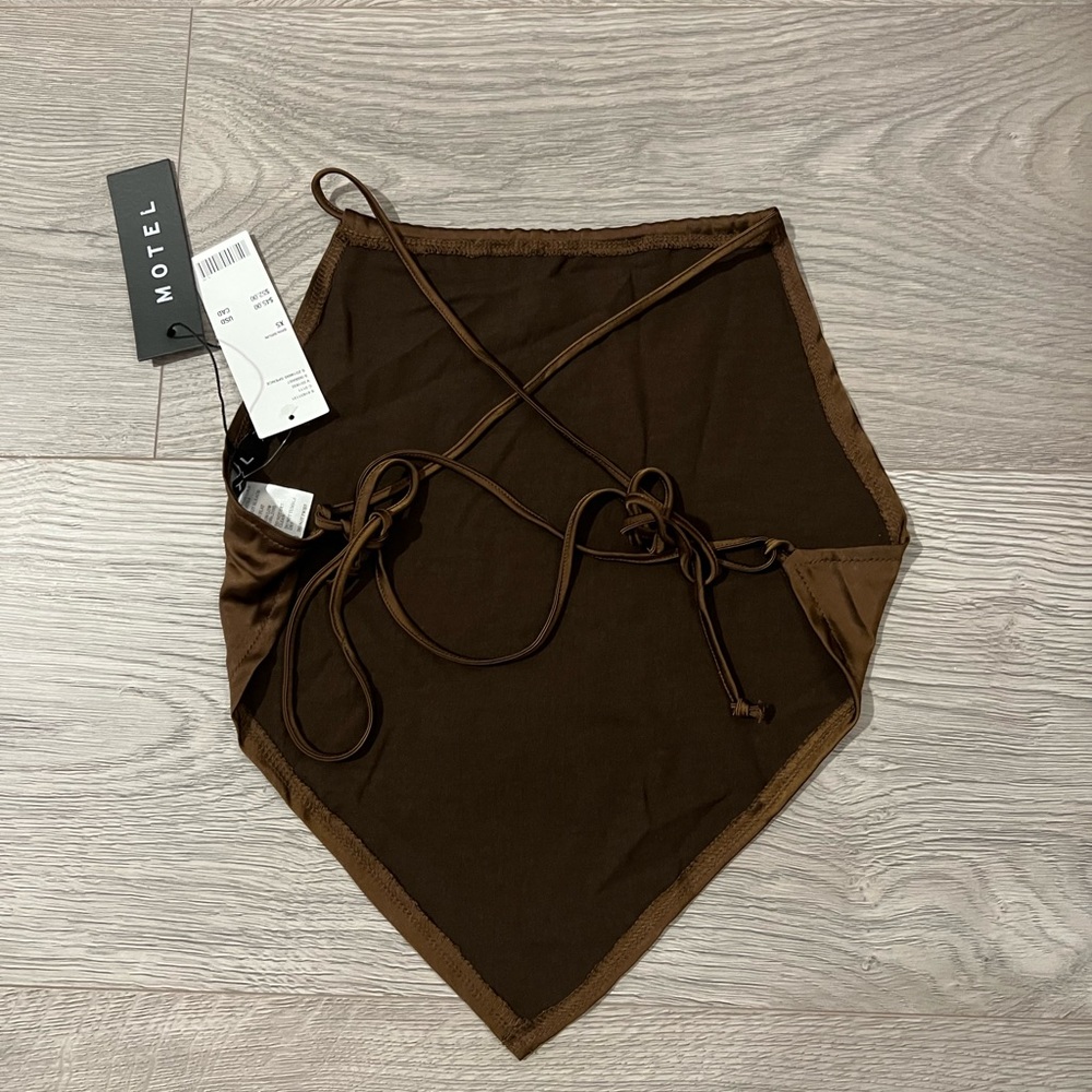 Motel Rocks satin brown tie back women’s top size xs!